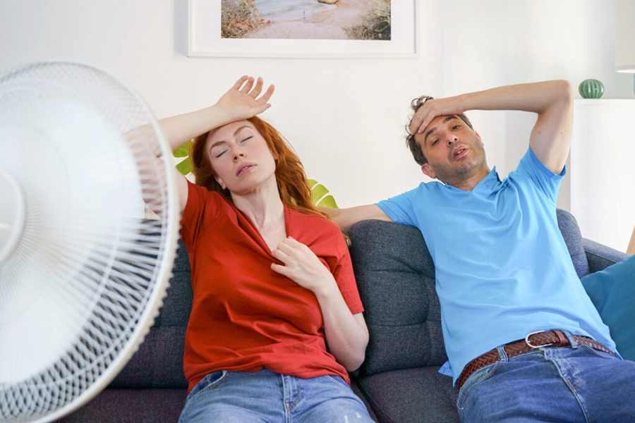 Young couple sweating